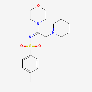 molecular formula C18H27N3O3S B5880204 4-methyl-N-[1-(4-morpholinyl)-2-(1-piperidinyl)ethylidene]benzenesulfonamide 