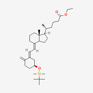 molecular formula C33H56O3Si B588028 ethyl (5R)-5-[(1R,4E,7aR)-4-[(2E)-2-[(5S)-5-[tert-butyl(dimethyl)silyl]oxy-2-methylidenecyclohexylidene]ethylidene]-7a-methyl-2,3,3a,5,6,7-hexahydro-1H-inden-1-yl]hexanoate CAS No. 147125-14-2