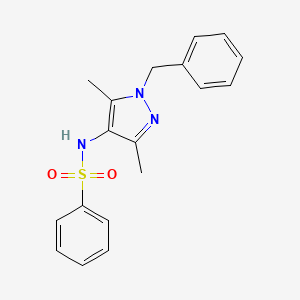 molecular formula C18H19N3O2S B5880350 N-(1-benzyl-3,5-dimethyl-1H-pyrazol-4-yl)benzenesulfonamide 