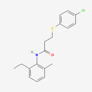molecular formula C18H20ClNOS B5880564 3-[(4-chlorophenyl)thio]-N-(2-ethyl-6-methylphenyl)propanamide 
