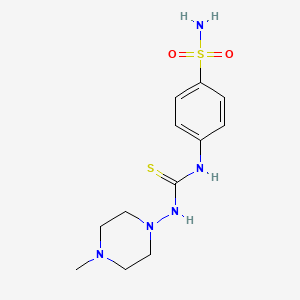 molecular formula C12H19N5O2S2 B5880674 4-({[(4-methyl-1-piperazinyl)amino]carbonothioyl}amino)benzenesulfonamide 