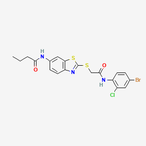 molecular formula C19H17BrClN3O2S2 B5880718 N-[2-({2-[(4-bromo-2-chlorophenyl)amino]-2-oxoethyl}thio)-1,3-benzothiazol-6-yl]butanamide 