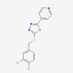 molecular formula C14H9Cl2N3OS B5880768 4-{5-[(3,4-dichlorobenzyl)thio]-1,3,4-oxadiazol-2-yl}pyridine 