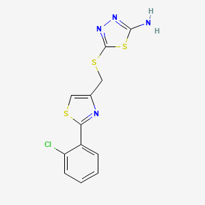 molecular formula C12H9ClN4S3 B5880824 5-({[2-(2-chlorophenyl)-1,3-thiazol-4-yl]methyl}thio)-1,3,4-thiadiazol-2-amine 