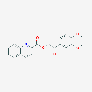 molecular formula C20H15NO5 B5880876 2-(2,3-dihydro-1,4-benzodioxin-6-yl)-2-oxoethyl 2-quinolinecarboxylate 