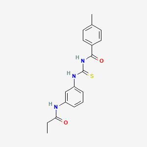 molecular formula C18H19N3O2S B5880924 4-methyl-N-({[3-(propionylamino)phenyl]amino}carbonothioyl)benzamide 