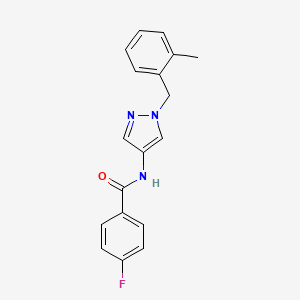 molecular formula C18H16FN3O B5881084 4-fluoro-N-[1-(2-methylbenzyl)-1H-pyrazol-4-yl]benzamide 