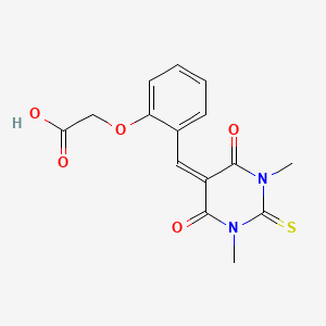 {2-[(1,3-dimethyl-4,6-dioxo-2-thioxotetrahydro-5(2H)-pyrimidinylidene)methyl]phenoxy}acetic acid