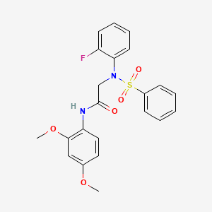 molecular formula C22H21FN2O5S B5881362 N~1~-(2,4-dimethoxyphenyl)-N~2~-(2-fluorophenyl)-N~2~-(phenylsulfonyl)glycinamide 