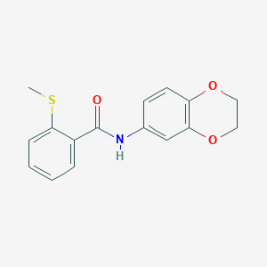 molecular formula C16H15NO3S B5881377 N-(2,3-dihydro-1,4-benzodioxin-6-yl)-2-(methylthio)benzamide 