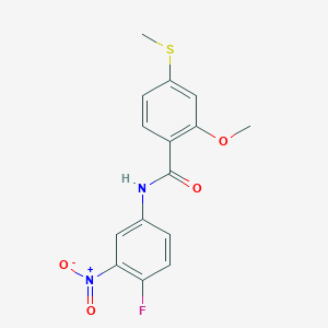 molecular formula C15H13FN2O4S B5881569 N-(4-fluoro-3-nitrophenyl)-2-methoxy-4-(methylthio)benzamide 