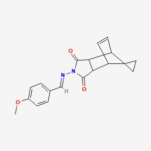 molecular formula C19H18N2O3 B5881587 4'-[(4-methoxybenzylidene)amino]-4'-azaspiro[cyclopropane-1,10'-tricyclo[5.2.1.0~2,6~]decane]-8'-ene-3',5'-dione 