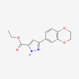 ethyl 3-(2,3-dihydro-1,4-benzodioxin-6-yl)-1H-pyrazole-5-carboxylate