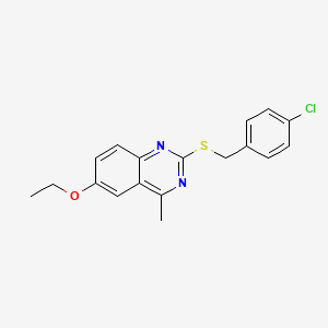 molecular formula C18H17ClN2OS B5881791 2-[(4-chlorobenzyl)thio]-6-ethoxy-4-methylquinazoline 