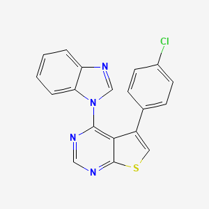molecular formula C19H11ClN4S B5881857 4-(1H-benzimidazol-1-yl)-5-(4-chlorophenyl)thieno[2,3-d]pyrimidine 