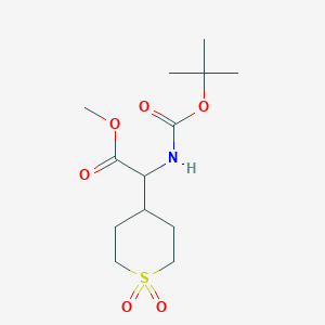 molecular formula C13H23NO6S B058819 Methyl 2-(boc-amino)-2-(1,1-dioxo-4-tetrahydrothiopyranyl)acetate CAS No. 1219371-51-3