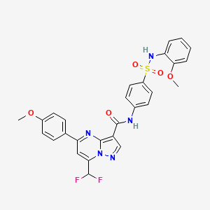 molecular formula C28H23F2N5O5S B5881959 7-(difluoromethyl)-5-(4-methoxyphenyl)-N-(4-{[(2-methoxyphenyl)amino]sulfonyl}phenyl)pyrazolo[1,5-a]pyrimidine-3-carboxamide 