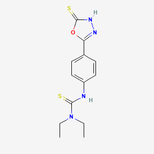 molecular formula C13H16N4OS2 B5882107 N,N-diethyl-N'-[4-(5-mercapto-1,3,4-oxadiazol-2-yl)phenyl]thiourea 