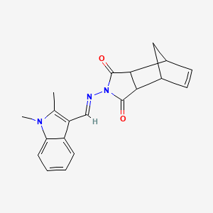 molecular formula C20H19N3O2 B5882178 4-{[(1,2-dimethyl-1H-indol-3-yl)methylene]amino}-4-azatricyclo[5.2.1.0~2,6~]dec-8-ene-3,5-dione 