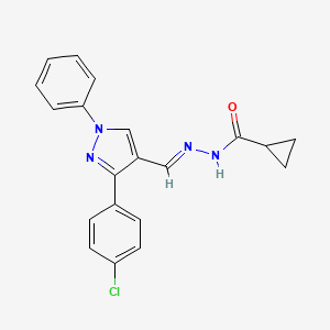 molecular formula C20H17ClN4O B5882346 N'-{[3-(4-chlorophenyl)-1-phenyl-1H-pyrazol-4-yl]methylene}cyclopropanecarbohydrazide 