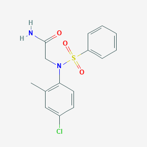 molecular formula C15H15ClN2O3S B5882406 N~2~-(4-chloro-2-methylphenyl)-N~2~-(phenylsulfonyl)glycinamide 