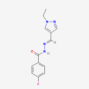 molecular formula C13H13FN4O B5882428 N'-[(1-ethyl-1H-pyrazol-4-yl)methylene]-4-fluorobenzohydrazide 
