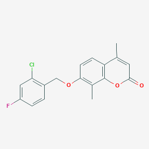 molecular formula C18H14ClFO3 B5882826 7-[(2-chloro-4-fluorobenzyl)oxy]-4,8-dimethyl-2H-chromen-2-one 
