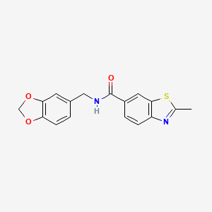 N-(1,3-benzodioxol-5-ylmethyl)-2-methyl-1,3-benzothiazole-6-carboxamide