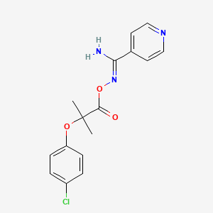 molecular formula C16H16ClN3O3 B5882846 N'-{[2-(4-chlorophenoxy)-2-methylpropanoyl]oxy}-4-pyridinecarboximidamide 