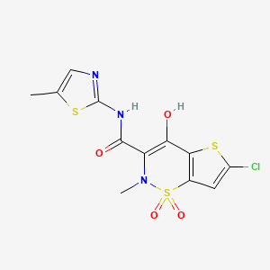 molecular formula C12H10ClN3O4S3 B588309 6-Chloro-4-hydroxy-2-methyl-N-(5-methyl-2-thiazolyl)-2H-thieno[2,3-e]-1,2-thiazine-3-carboxamide 1,1-Dioxide CAS No. 479482-38-7