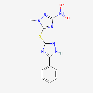 molecular formula C11H9N7O2S B5883119 1-methyl-3-nitro-5-[(5-phenyl-1H-1,2,4-triazol-3-yl)thio]-1H-1,2,4-triazole 
