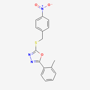 molecular formula C16H13N3O3S B5883177 2-(2-methylphenyl)-5-[(4-nitrobenzyl)thio]-1,3,4-oxadiazole 