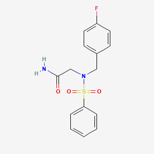 molecular formula C15H15FN2O3S B5883237 N~2~-(4-fluorobenzyl)-N~2~-(phenylsulfonyl)glycinamide 