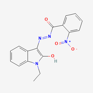 molecular formula C17H14N4O4 B5883262 N'-(1-ethyl-2-oxo-1,2-dihydro-3H-indol-3-ylidene)-2-nitrobenzohydrazide 