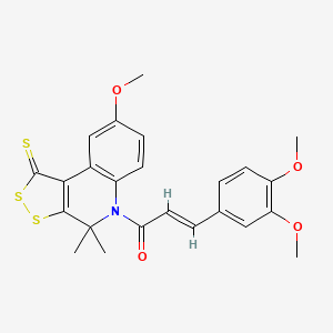 5-[3-(3,4-dimethoxyphenyl)acryloyl]-8-methoxy-4,4-dimethyl-4,5-dihydro-1H-[1,2]dithiolo[3,4-c]quinoline-1-thione