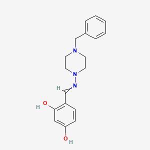 molecular formula C18H21N3O2 B5883326 4-{[(4-benzyl-1-piperazinyl)imino]methyl}-1,3-benzenediol 