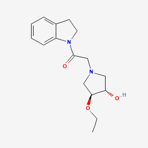 1-(2,3-dihydroindol-1-yl)-2-[(3S,4S)-3-ethoxy-4-hydroxypyrrolidin-1-yl]ethanone