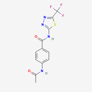 molecular formula C12H9F3N4O2S B5883545 4-(acetylamino)-N-[5-(trifluoromethyl)-1,3,4-thiadiazol-2-yl]benzamide 