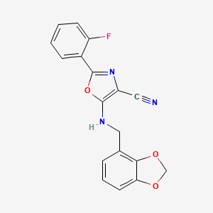 5-[(1,3-benzodioxol-4-ylmethyl)amino]-2-(2-fluorophenyl)-1,3-oxazole-4-carbonitrile