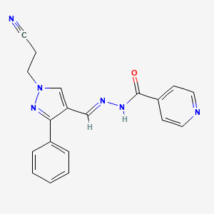 molecular formula C19H16N6O B5883736 N'-{[1-(2-cyanoethyl)-3-phenyl-1H-pyrazol-4-yl]methylene}isonicotinohydrazide 