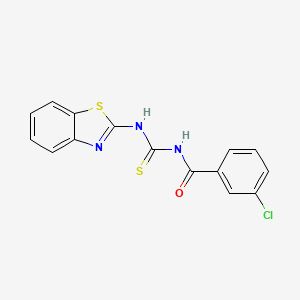 molecular formula C15H10ClN3OS2 B5883780 N-[(1,3-benzothiazol-2-ylamino)carbonothioyl]-3-chlorobenzamide 