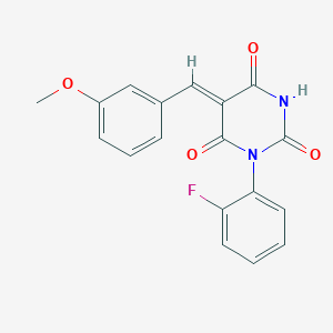 molecular formula C18H13FN2O4 B5883975 1-(2-fluorophenyl)-5-(3-methoxybenzylidene)-2,4,6(1H,3H,5H)-pyrimidinetrione 