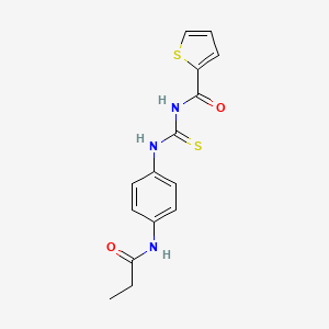 molecular formula C15H15N3O2S2 B5884070 N-({[4-(propionylamino)phenyl]amino}carbonothioyl)-2-thiophenecarboxamide 