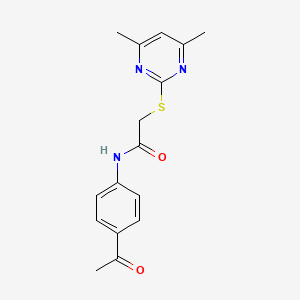 molecular formula C16H17N3O2S B5884476 N-(4-acetylphenyl)-2-[(4,6-dimethyl-2-pyrimidinyl)thio]acetamide 