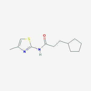 molecular formula C12H18N2OS B5884765 3-cyclopentyl-N-(4-methyl-1,3-thiazol-2-yl)propanamide 