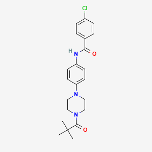 molecular formula C22H26ClN3O2 B5884807 4-chloro-N-{4-[4-(2,2-dimethylpropanoyl)-1-piperazinyl]phenyl}benzamide 