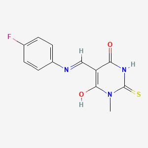 molecular formula C12H10FN3O2S B5884888 5-[(4-Fluorophenyl)iminomethyl]-6-hydroxy-1-methyl-2-sulfanylidenepyrimidin-4-one 