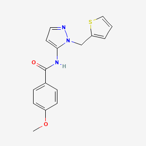 molecular formula C16H15N3O2S B5884917 4-METHOXY-N-{1-[(THIOPHEN-2-YL)METHYL]-1H-PYRAZOL-5-YL}BENZAMIDE 