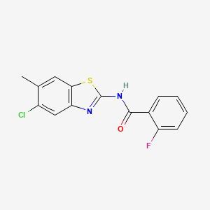 N-(5-chloro-6-methyl-1,3-benzothiazol-2-yl)-2-fluorobenzamide