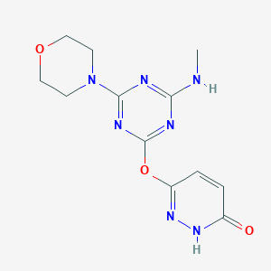 molecular formula C12H15N7O3 B5885026 6-{[4-(methylamino)-6-(4-morpholinyl)-1,3,5-triazin-2-yl]oxy}-3-pyridazinol 